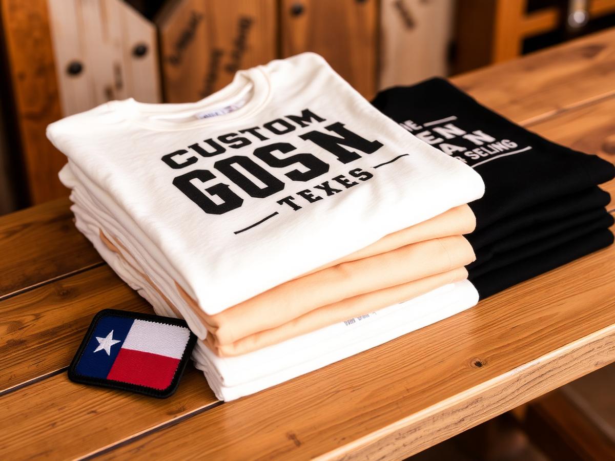 Stack of custom printed graphic tees